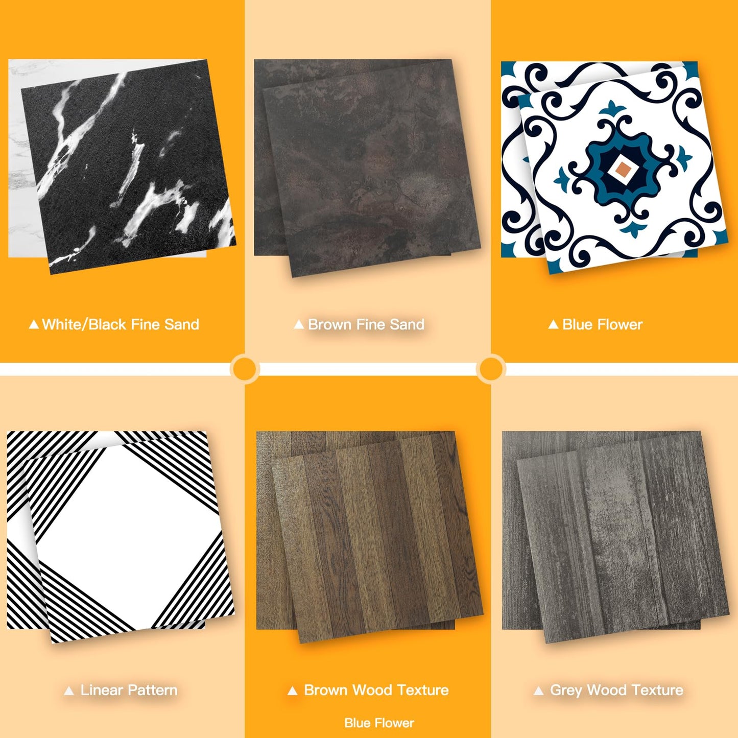 WOWSTAR 30-Pack Peel and Stick Floor Tiles, 12 x 12in Vinyl Flooring Tiles, Self-Adhesive Waterproof Flooring Planks for Kitchen, Dining Room, Bedrooms, 30 Sq. Ft - Brown Fine Sand Texture