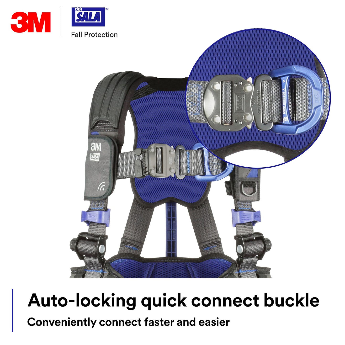 3M DBI-SALA Construction Weight Distribution Climbing/Positioning Safety Harness, Fall Protection, OSHA, ANSI, Back, Front and Hip D-Rings, Dorsal D-Ring, Auto-Lock Quick-Connect Leg Buckle, Small