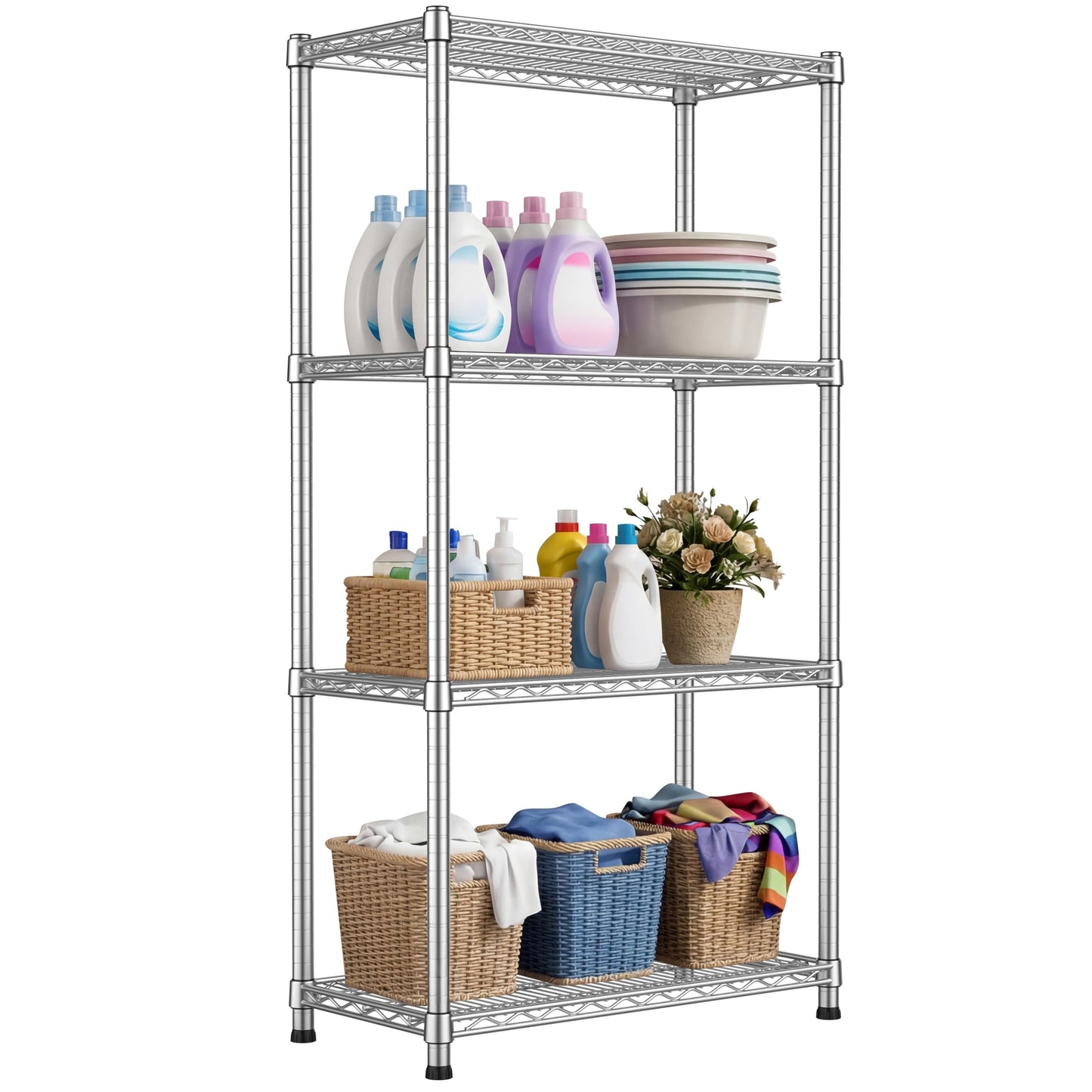 Wnkelo Heavy Duty Wire Shelving Unit 4-Tier Adjustable Metal Storage Rack Steel Shelves Metal Wire Shelf for Pantry Laundry Room Closet Garage Kitchen 2200 lbs Capacity 13.8”D x 30”W x 59”H
