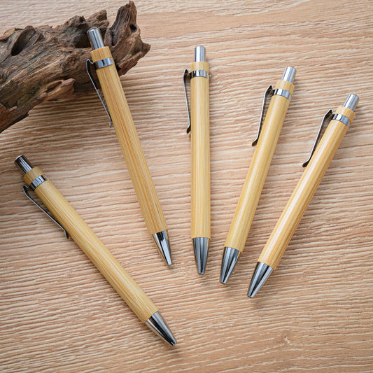 XFYSDIY Personalized Bamboo Ballpoint Pen, Custom Name, Text Logo Pen, Black Ink Office School Writing Stationery, Business Signature Pen For Guest Baby Shower Decoration Baptism Party Pen(20 pcs)