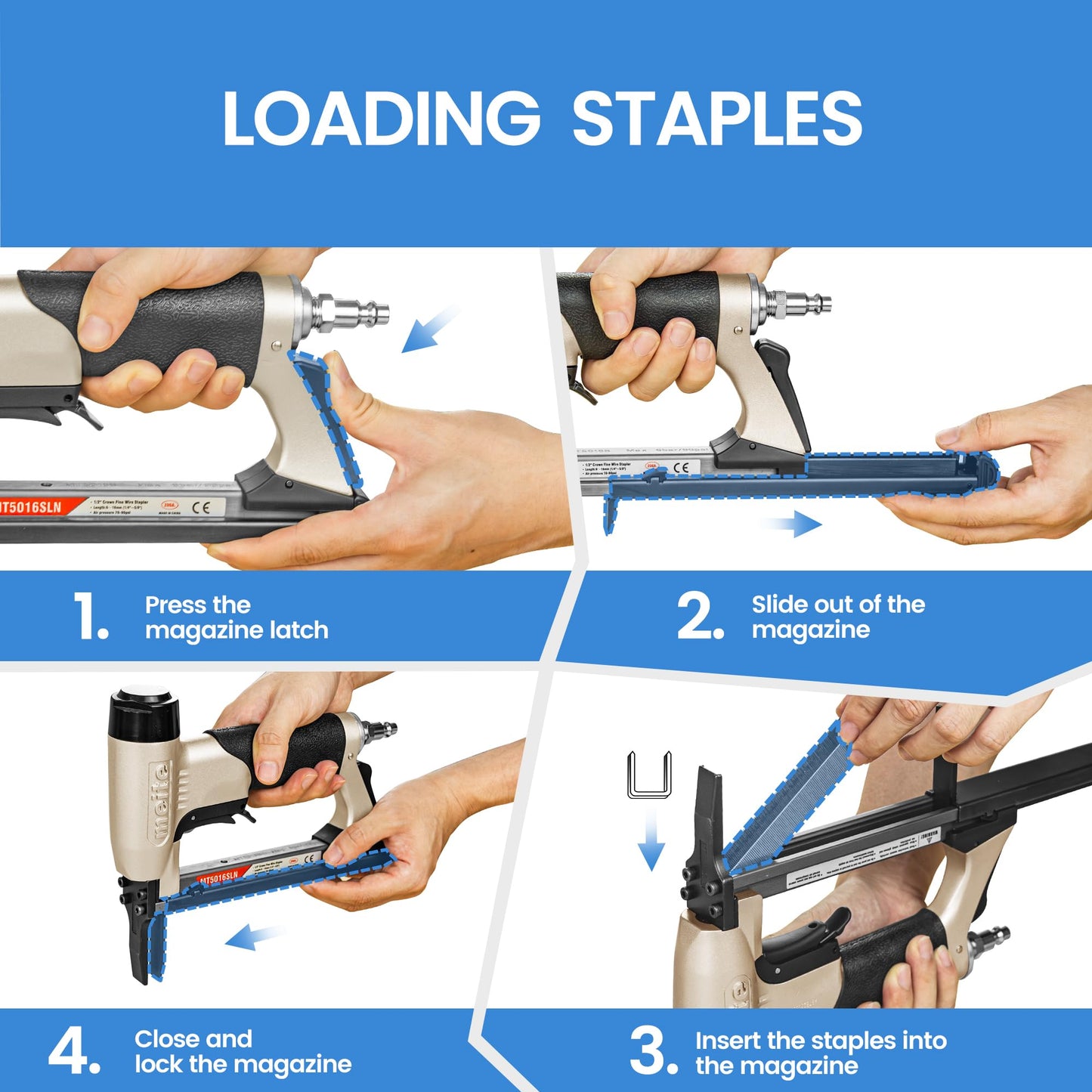 meite MT5016SLN Stapler with 5/8" Length Staples for Upholstery