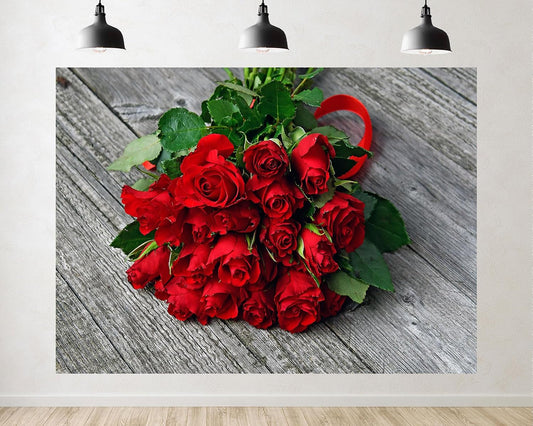 TryKid 5x3ft Romantic Red Rose Bouquet Backdrop Fresh Flower Gift Photography Background Valentine Day Wedding Party