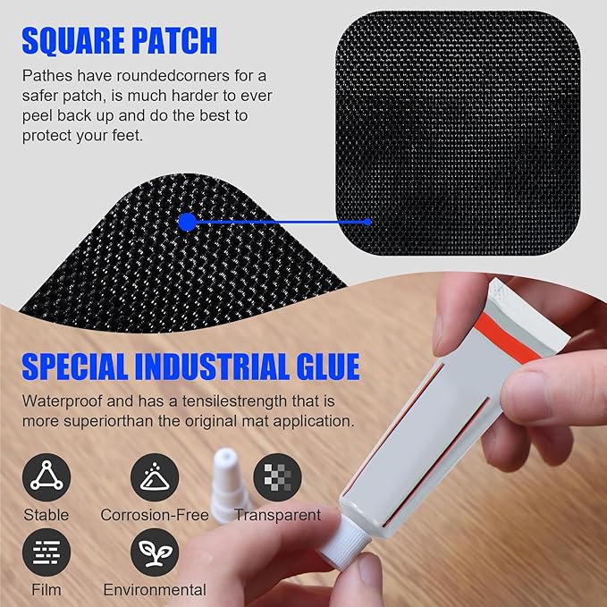 Trampoline Patch Repair Kit - 4.1'' Round Square Patches for Trampoline Mat Tears or Holes Garden Landscape Staple