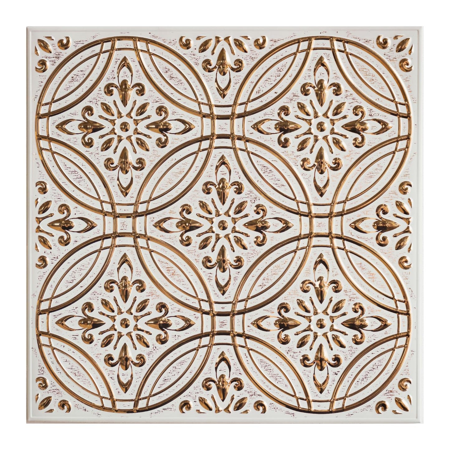 Wall Wear 10-Pack Peel and Stick Backsplash Tiles 8" x 8" Pastel Painted Gold Design, Water-Resistant, Renter-Friendly, Aluminum Tile for Kitchen, Bathroom, Ceiling & DIY Projects