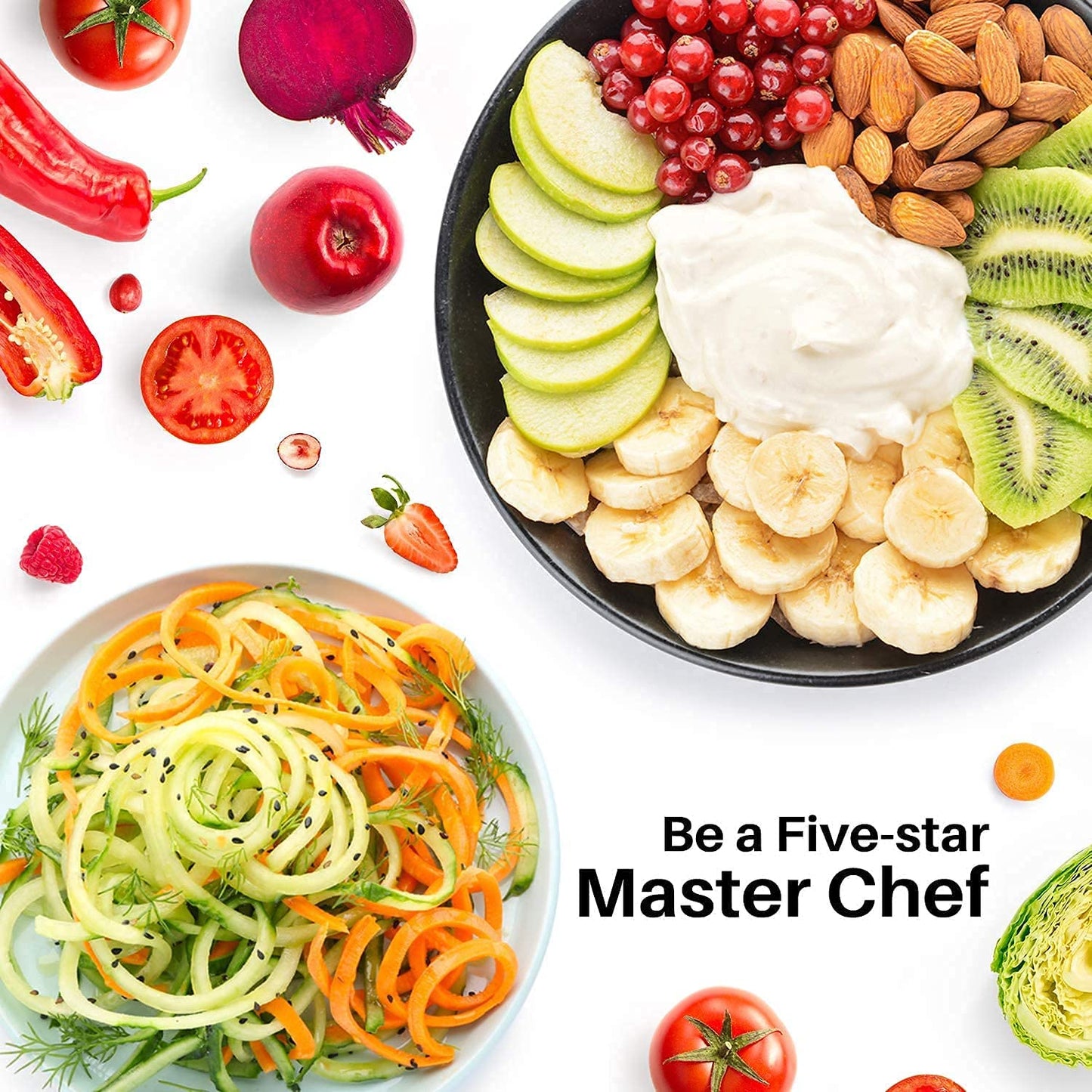 Bestand Spiralizer Attachment Compatible with KitchenAid Stand Mixer, Comes with Peel, Core and Slice, Not KitchenAid Brand Spiralizer Attachment (5 Blades)