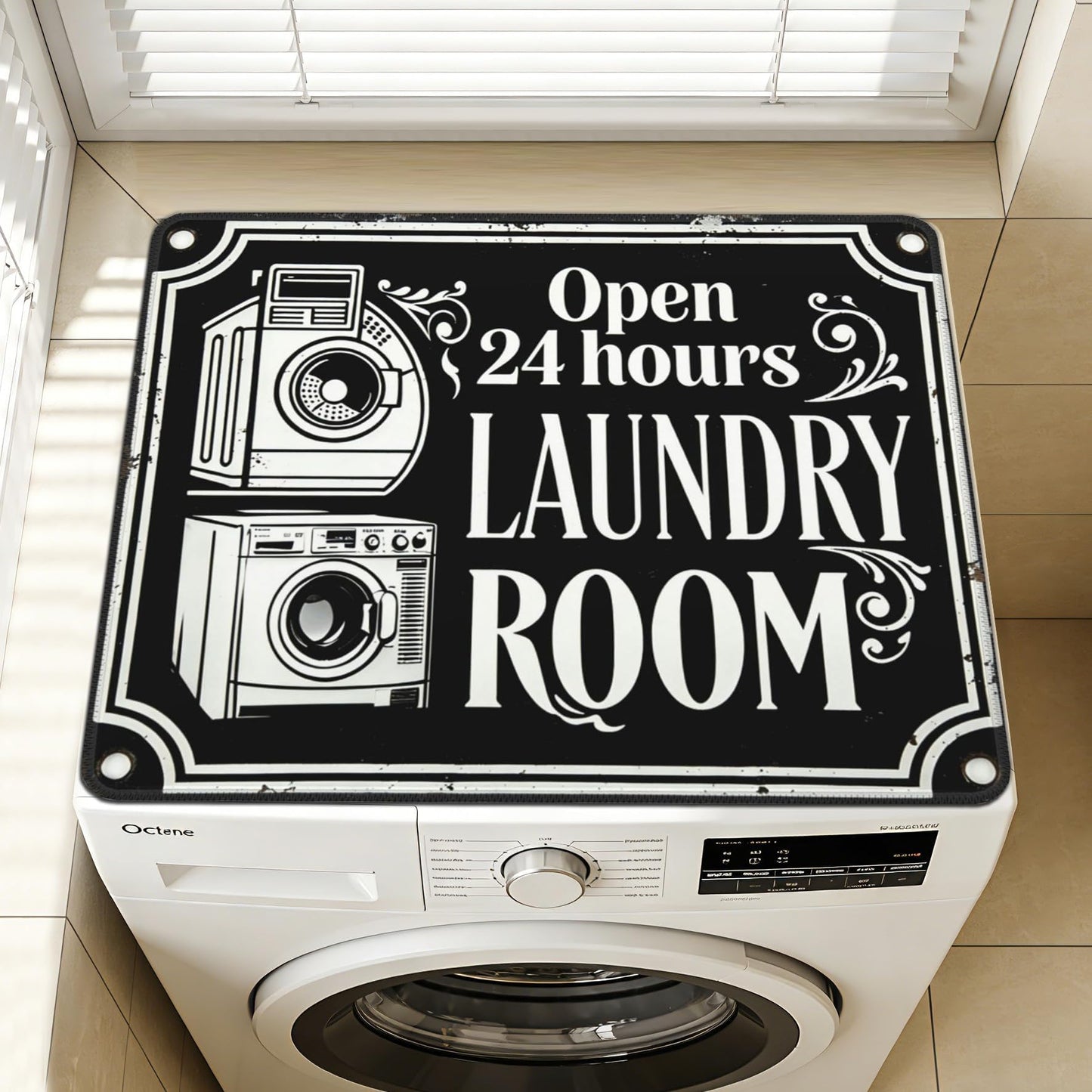 Funny Laundry Washer Dryer Topper, Black Washer and Dryer Covers for The Top, Home Decor, Washing Machine Mat 23.5" x 19.6"