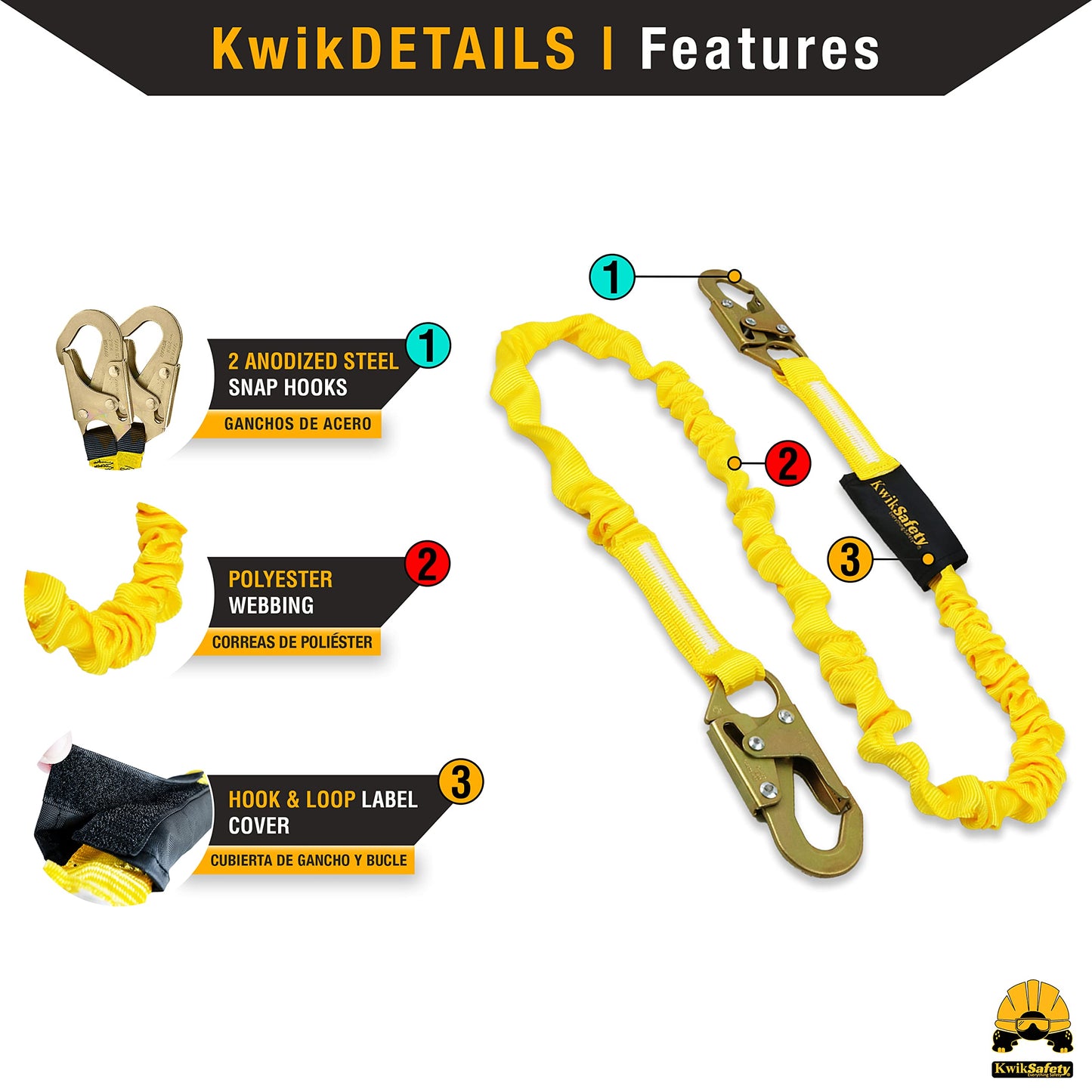 KwikSafety - Charlotte, NC - MONSOON Safety Harness [ASSEMBLY] ANSI Tested OSHA Compliant Fall Protection, 50FT Lifeline, 6FT Lanyard & Roof Anchor