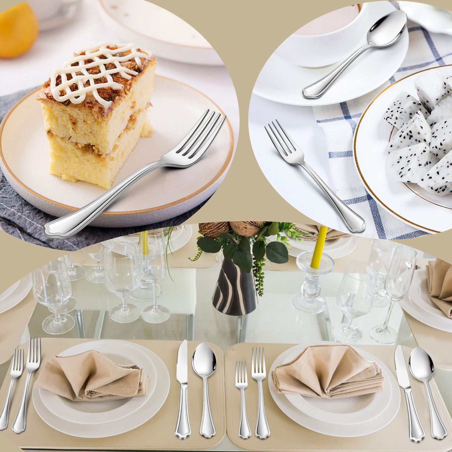 LIANYU 30-Piece Silverware Set for 6, Stainless Steel Flatware Cutlery Set, Eating Utensils with Scalloped Edge, Include Forks Spoons Knives, Dishwasher Safe, Mirror Polished