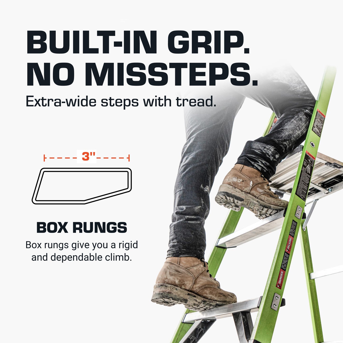 Little Giant Ladders, MightyLite 2.0, 6' Stepladder with Ground Cue, Fiberglass, Type IAA, 375 lbs Weight Rating, (15406-001), Green