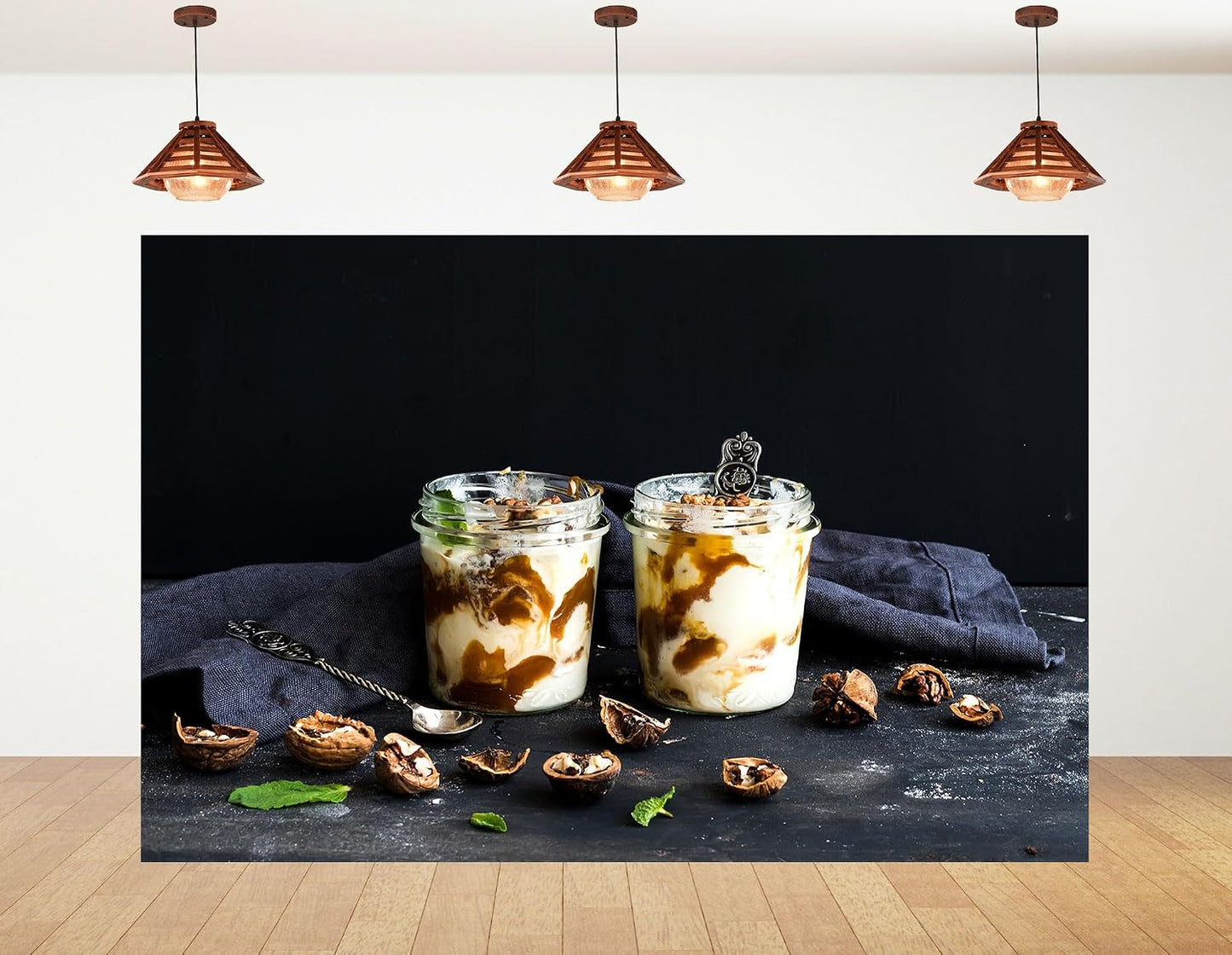 KeyWork 10x7ft Yogurt Parfait Backdrop Walnut and Caramel Dessert Photography Background for Brunch Party Sweet Event