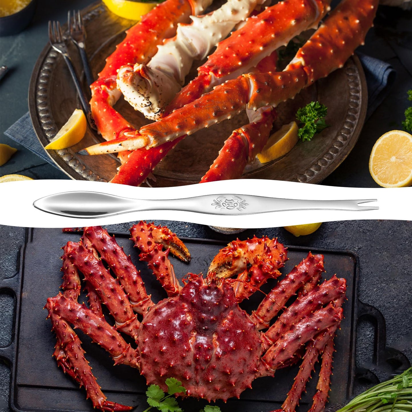 uxcell 10 Pcs Stainless Steel Crab Forks 6.5 Inch Seafood Forks Crab Legs Cracker Utensils Seafood Picks Tools for Lobster, Crab, Crawfish, Prawns and Shrimp Seafood (Silver)