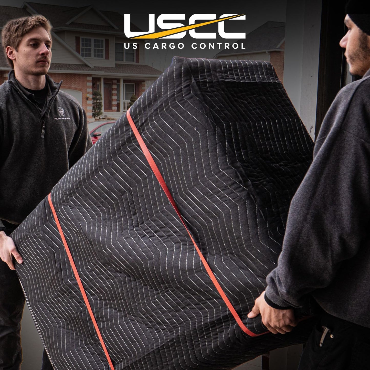 US Cargo Control Moving Blankets Heavy Duty 72"x80" 4-Pack (95 lbs/doz), Padded Furniture Blankets for Moving, Shipping, and Storage, Professional Quilted Furniture Pads, Tough Black Polyester