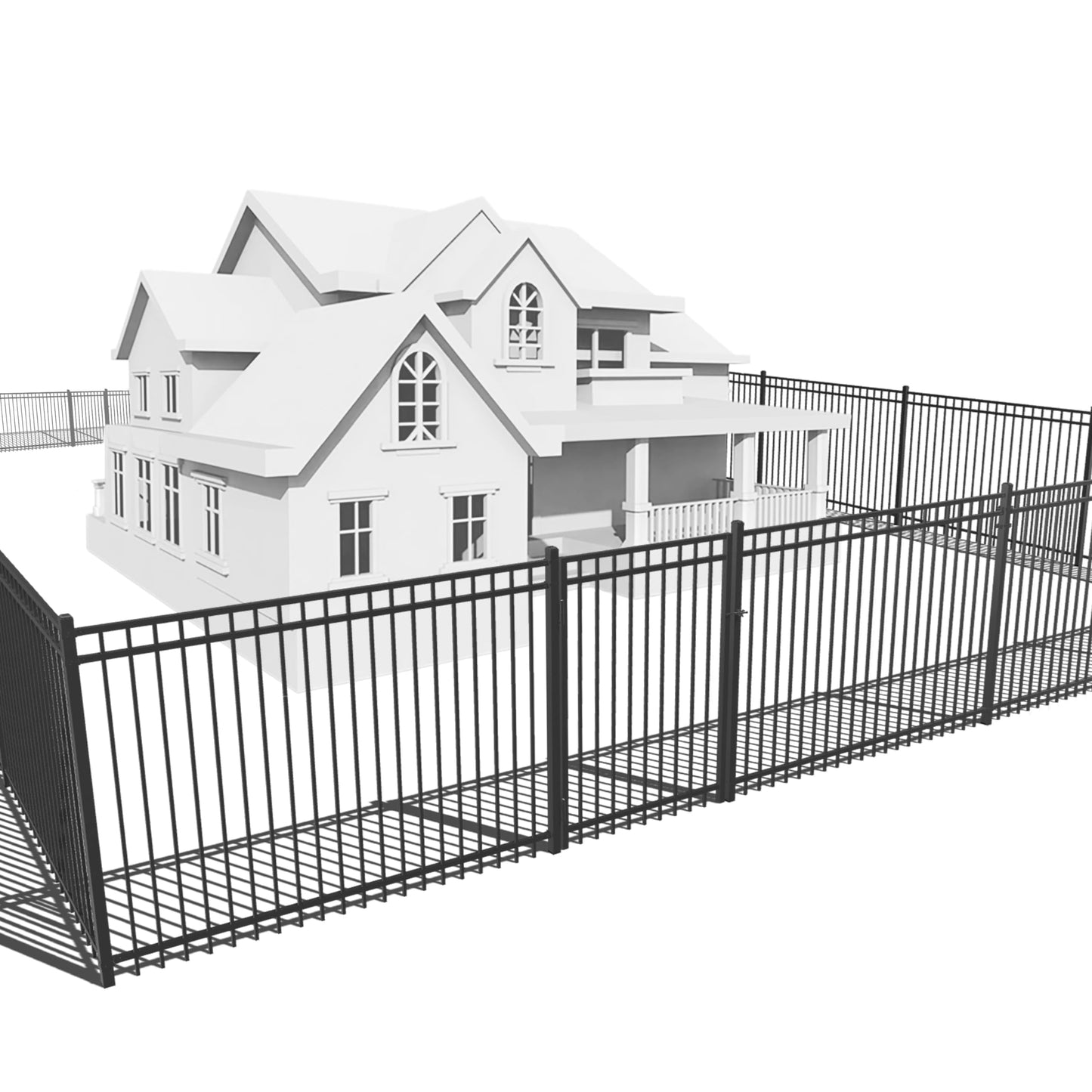 Fencer Wire 100FT Heavy Duty Flat Top Fence Barrier Kit, Anti-Rust Metal Steel Fence with 5FT Height X 8FT Width Panels, Gate, Posts, Connectors, Outdoor Fencing for Yard, Pool, Patio