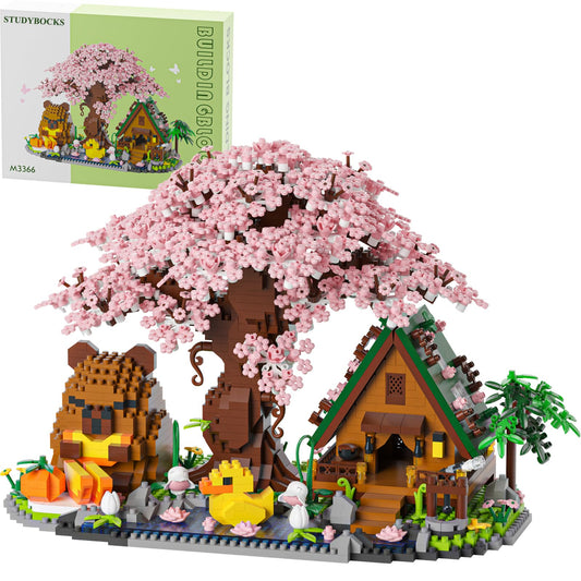 Capybara Cherry Blossom Bonsai Tree House Building Sets for Adults & Kids - 2280PCS Micro Mini Blocks, Artificial Flower for Desk, Office, Home Decor, DIY Arts & Crafts Kits, Ages 8+ Girls & Boys Gift