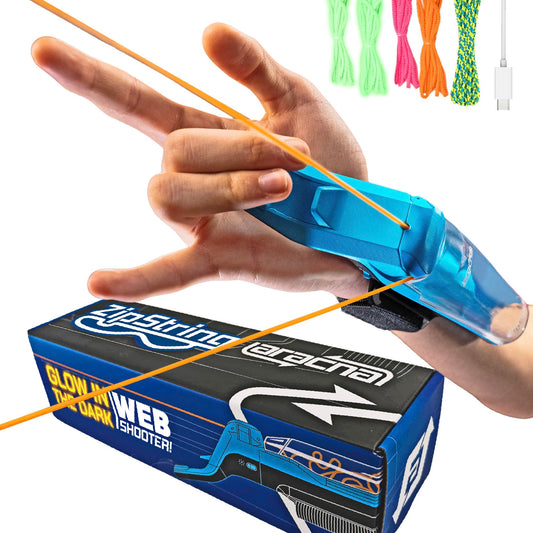 ZipString Aracna Glow-in-the-Dark Webshooter – Superhero String Launcher Toy for Kids, Teens & Adults – Patented, Reloading, Durable & Viral Web Shooting Action Toy for Endless Tricks & Epic Battles