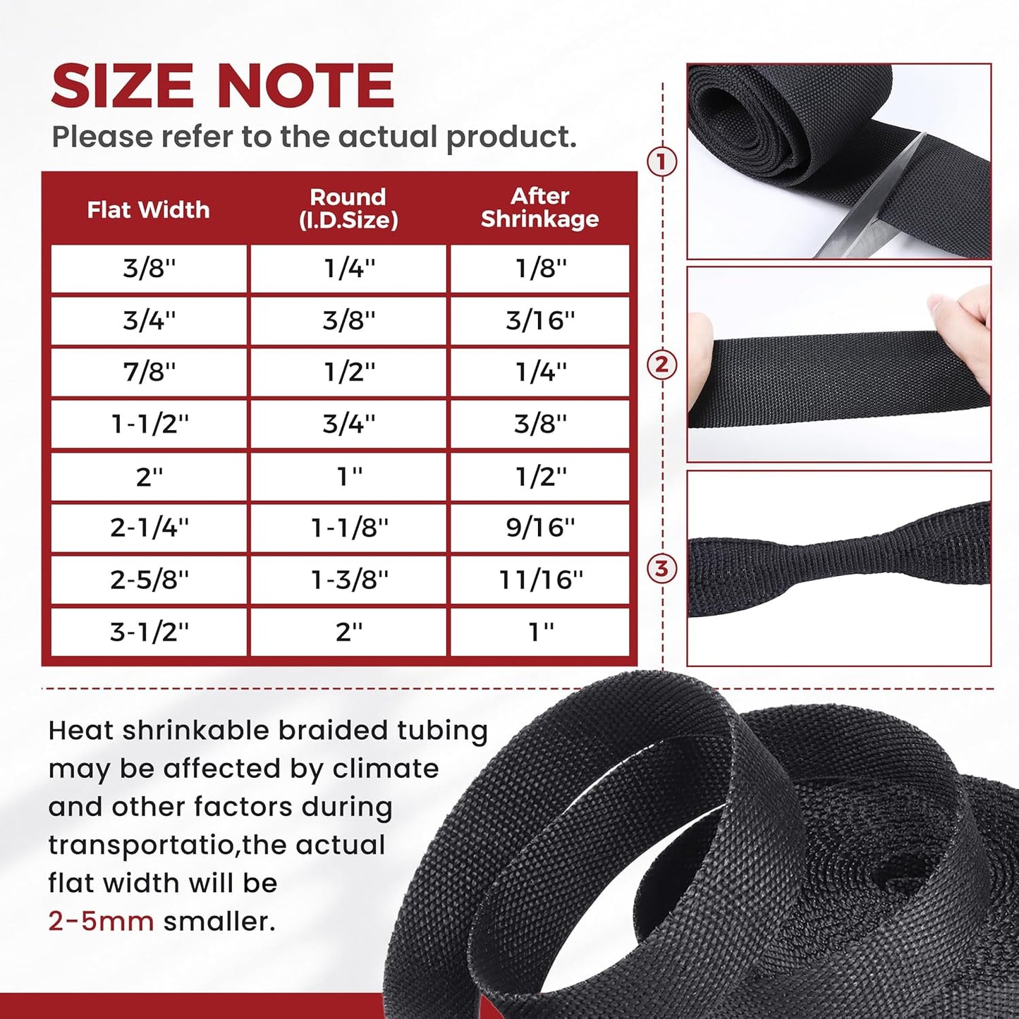 BuyUneed 2:1 (3/8" 30ft) Heat Shrink Fabric Tubing Braided Sleeving - Abrasion Protection Flexibility Wiring Harness