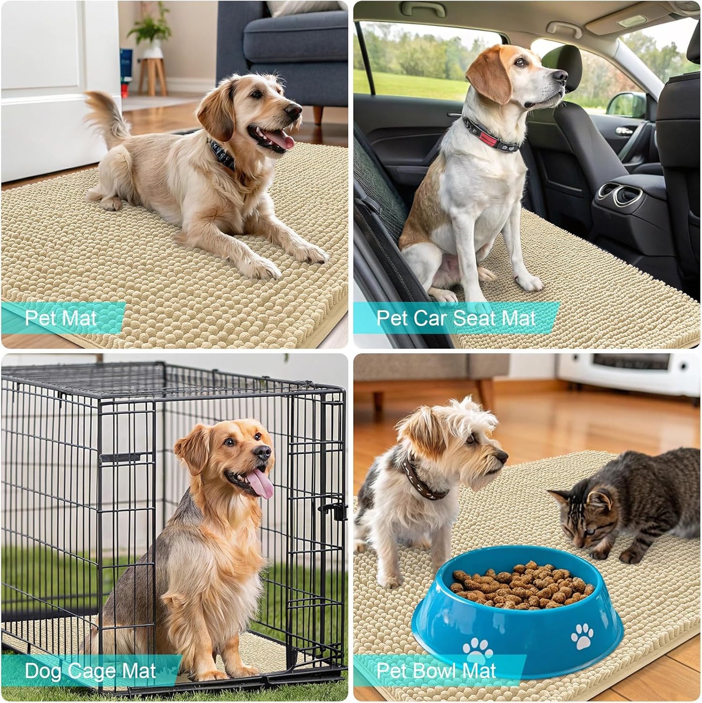OLANLY Dog Door Mat - Absorbent Non-Slip Chenille Mat for Muddy Paws | 36x24 Inches, Quick Dry Design