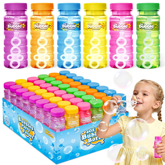 AuroTops 48 PCS Bubble Bottles with Wand in 6 Colors,Blow Bubbles in Bulk,Bubbles Party Favors for Kids Bubble Solution,Summer Toys for Kids Birthday Gifts,Ideal for Carnival,Wedding,Classroom Prizes