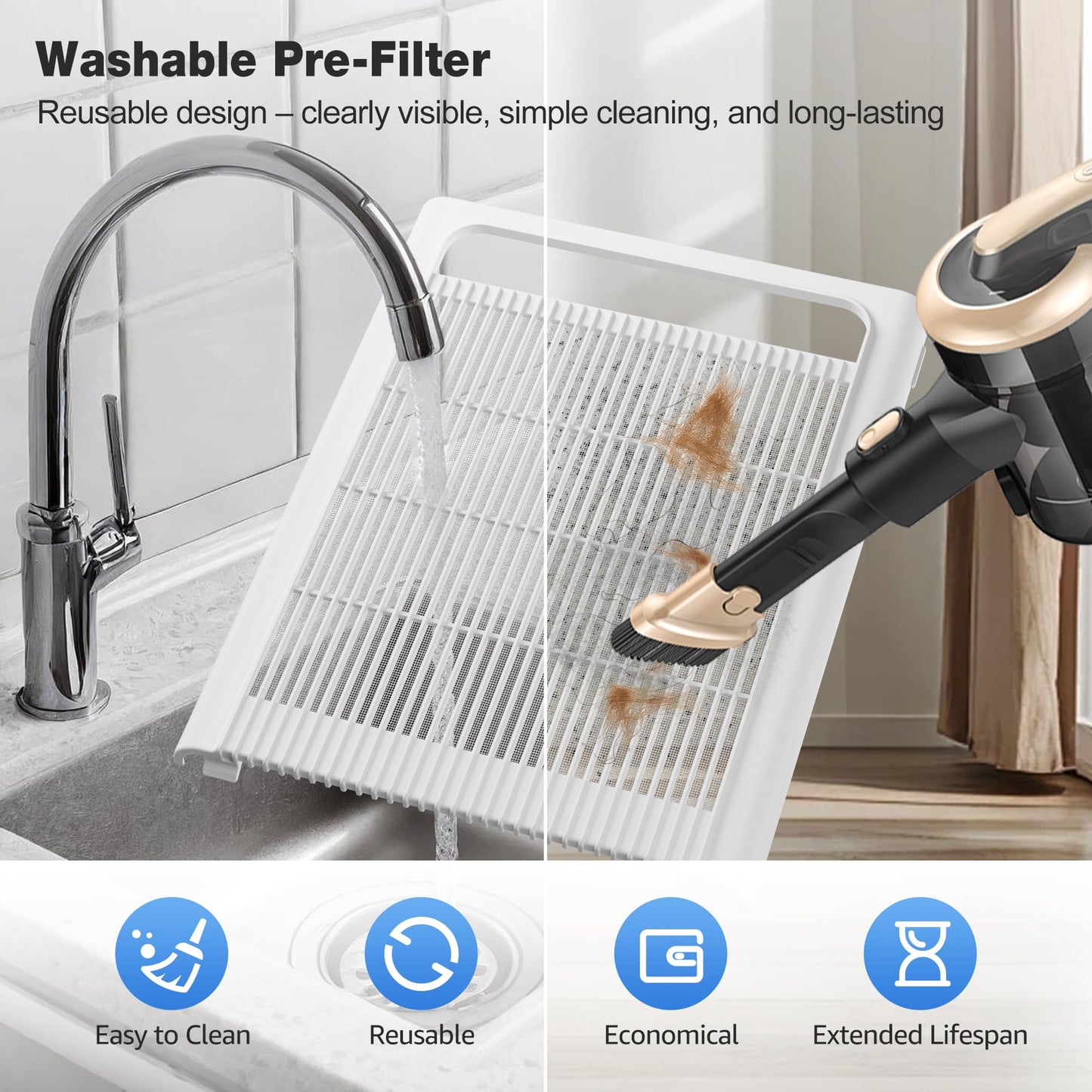KNKA Air Purifier for Home Bedroom Large Room Up to 1,695 Ft² in 1 Hr, HEPA Air Cleaner with Washable Pre-Filter, AHAM VERIFIDE, AQI Display, ECO Mode, Pet Mode for Pets, Dust, Pollen, APH4000