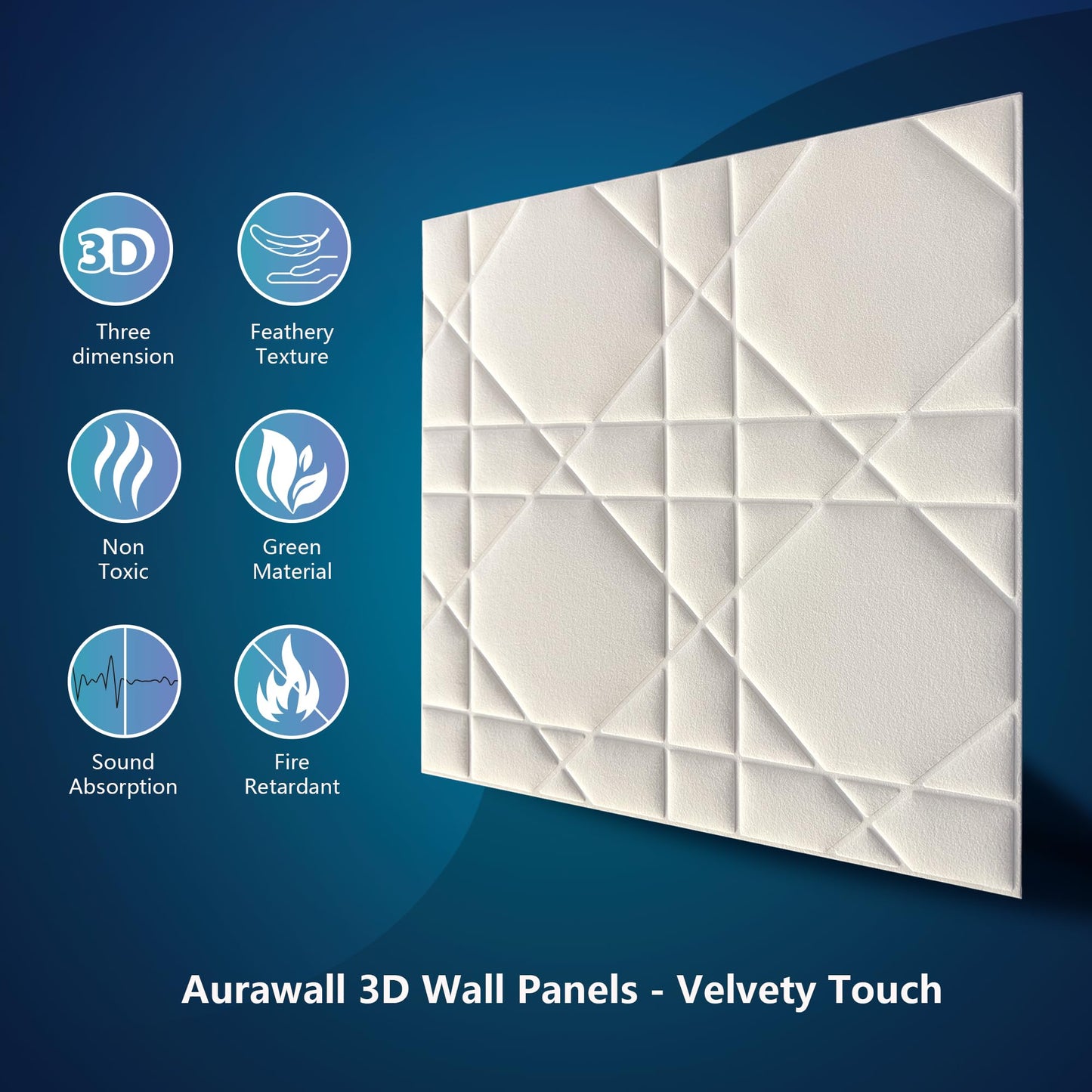 Aurawall Velvet 3d wall panels for Interior wall Decor peel and stick, Soundproof Geometric Textured 3d Wall Panels for Living Room, Bedroom, TV Background 17.7" x 17.7", Cover 26.15 Sq.Ft Cream White