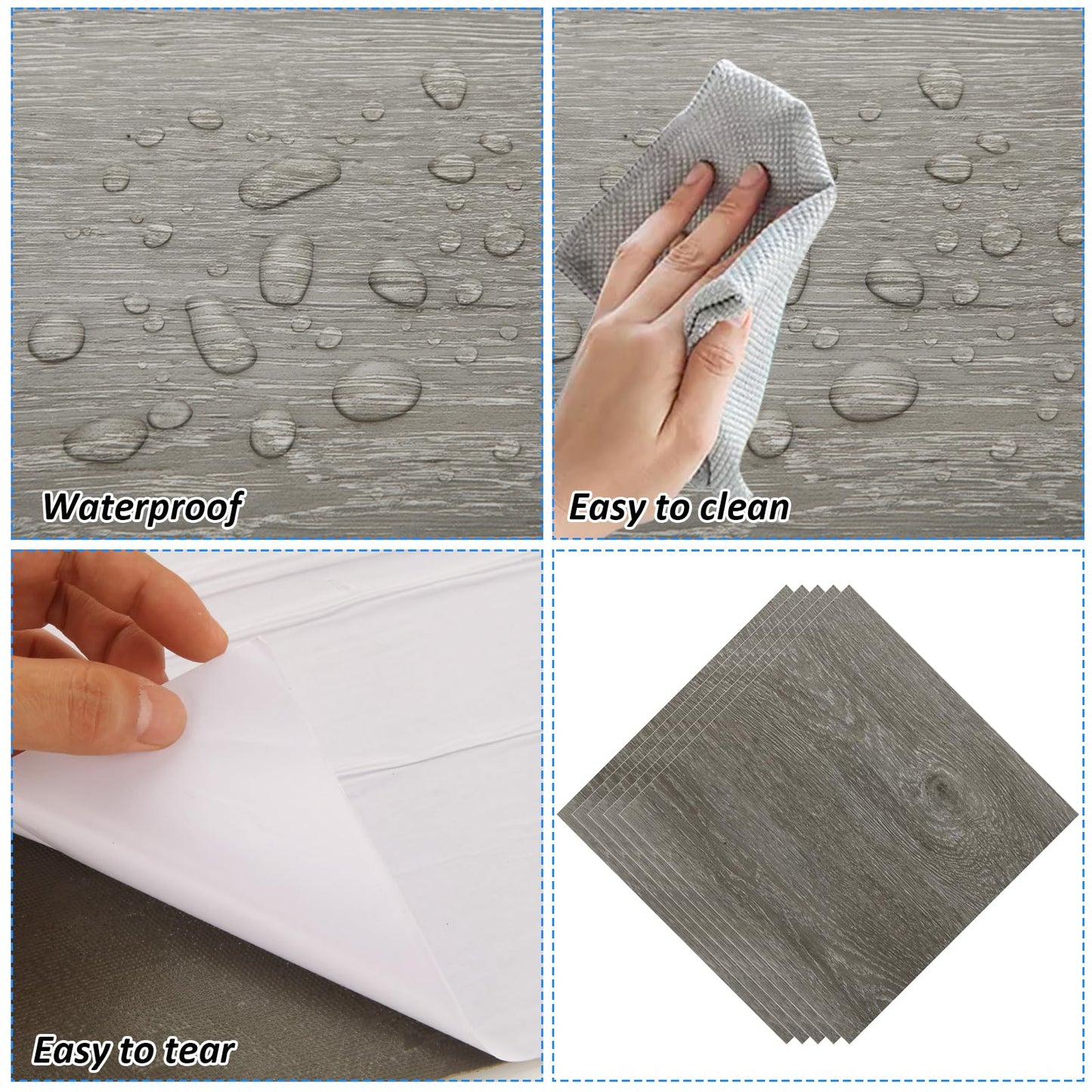 LISHINE 40 Pack Peel and Stick Floor Tile 12 x 12 Inch Vinyl Floor Tiles Self Adhesive Waterproof Vinyl Flooring Peel and Stick for Kitchen, Dining Room, Bathroom, Cover 40 Sq. Ft