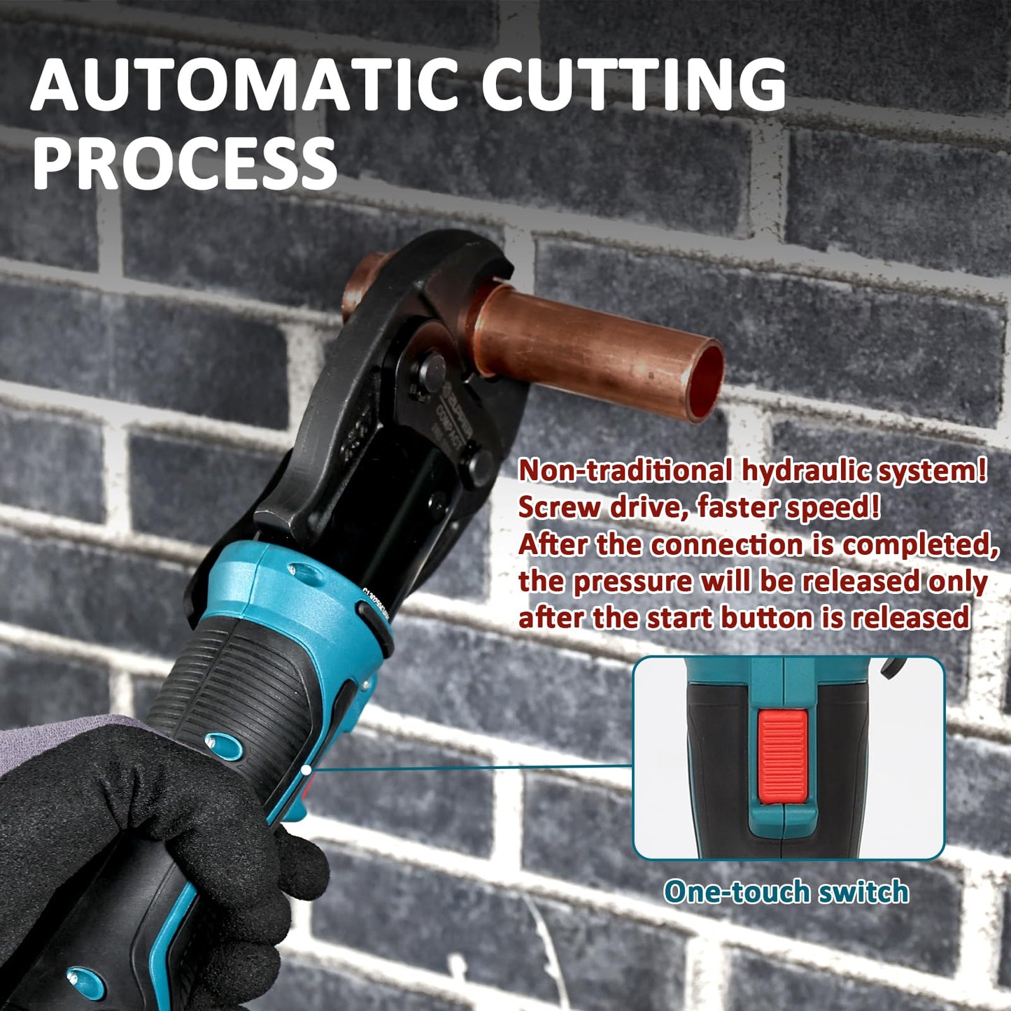 ZUPPER Compact Press Tool Kit,18V Electric Pipe Crimping Tool for 1/2"to 1-1/4" Copper Pipes Brushless Motor Compatible with Propress 2pcs 2Ah Battery