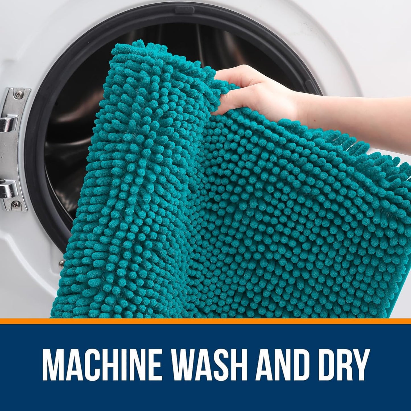 OLANLY Large Bath Rugs - Extra Soft Chenille with Rubber Backing | Quick Dry & Machine Washable, Deep Lake 47x32