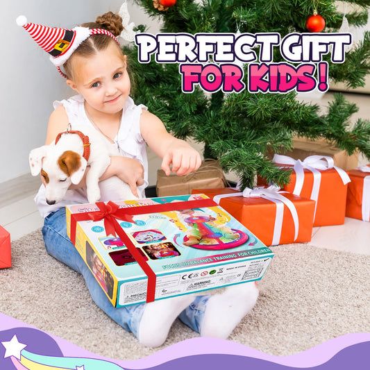 Unicorn Sit and Spin, GODELAIF Sit and Spin Toy 360° Spinning Stool Seat Sensory Toys Christmas Birthday Gift with Music & LED Lights for Kids Toddlers Girls Boys 2, 3, 4, 5, 6 Years Old