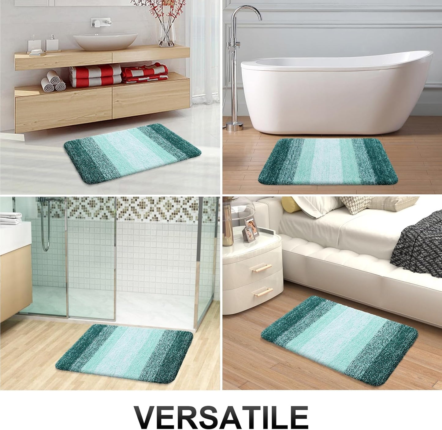 OLANLY Bathroom Runner Rug - Extra Soft Microfiber Mat with Rubber Backing | 47x20 Inches, Blackish Green