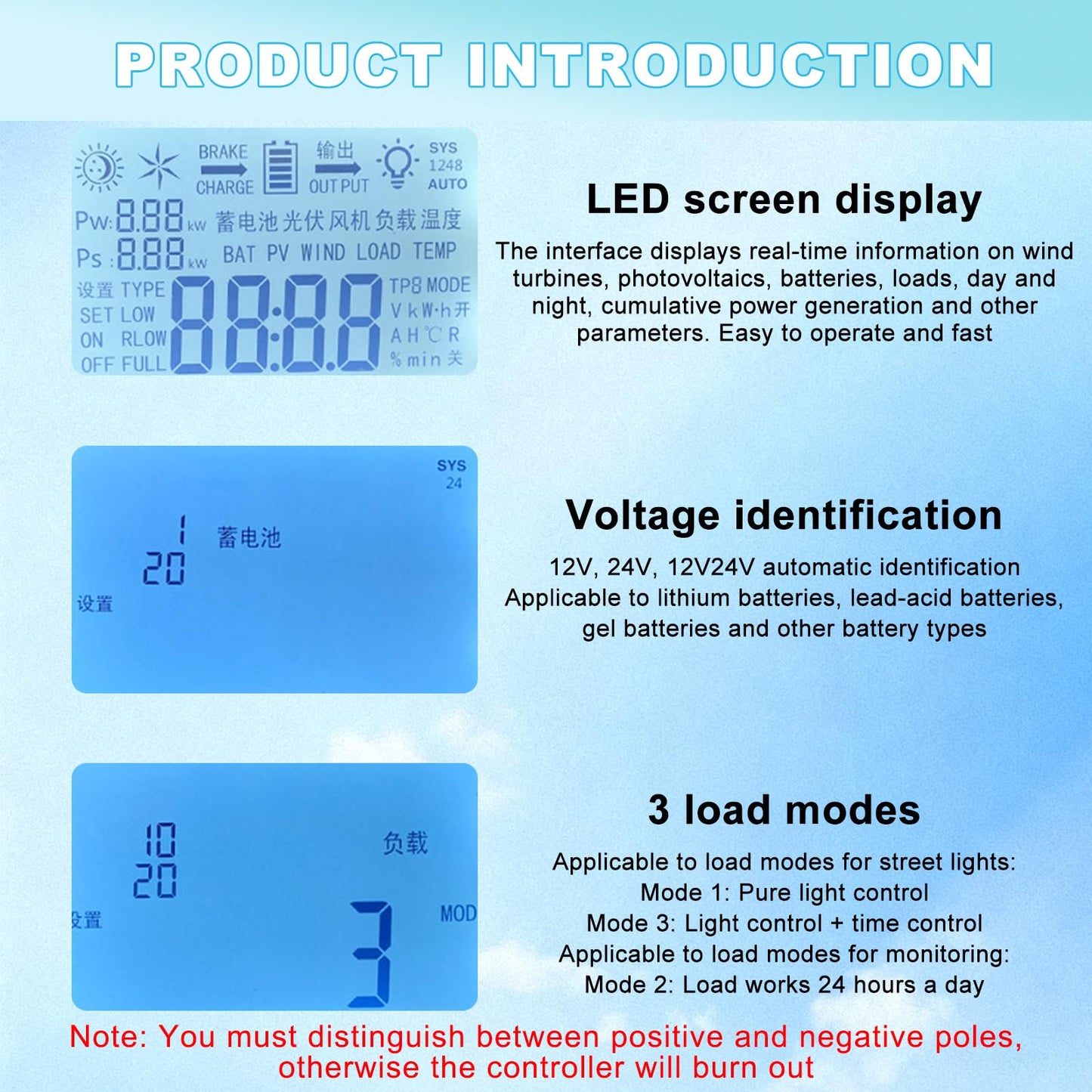15000W Wind Solar Hybrid Charge Controller 12V 24V MPPT Boost Charge Regulator with LCD Display and Dump Load,12V/24V