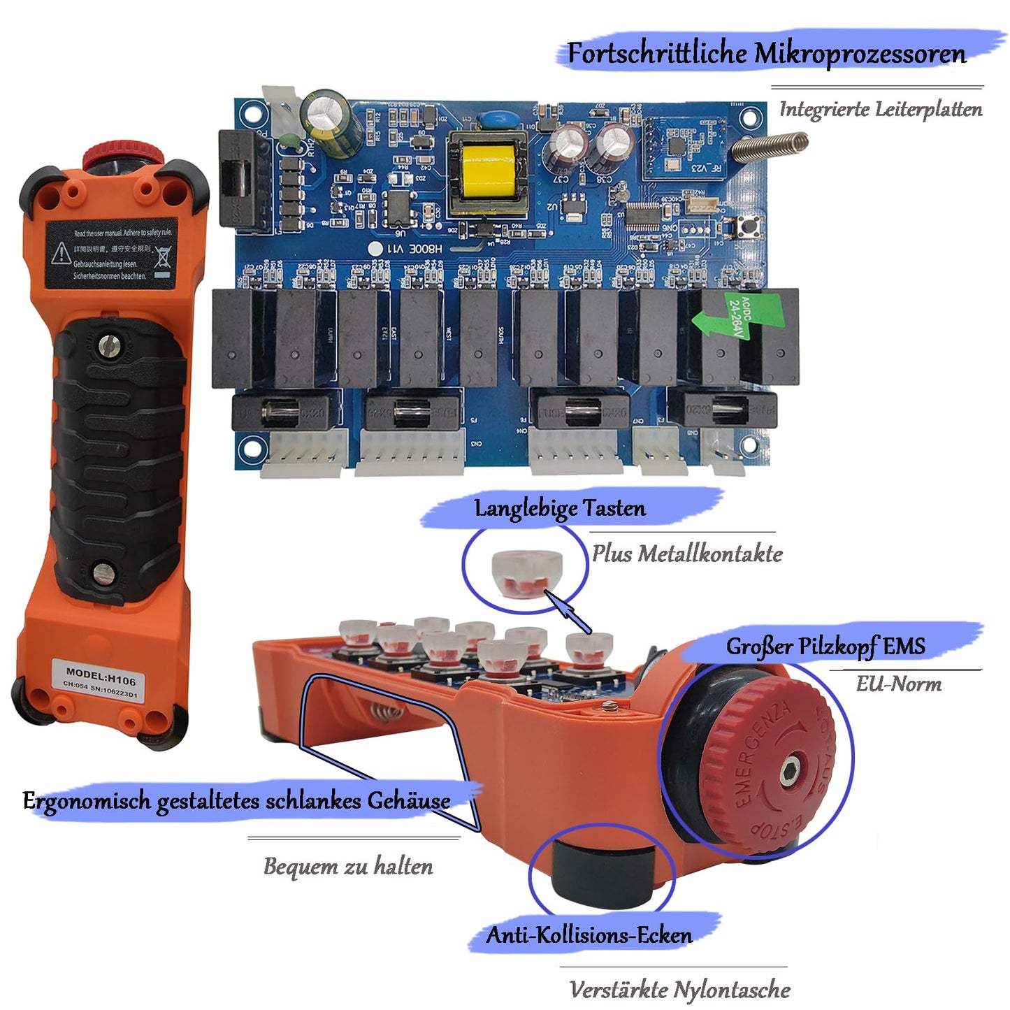 Crane Wireless Remote Control Industrial Hoist Overhead Bridge Crane Controller 8 Channel Button 2 Transmitters 12V 24V 36V Receiver