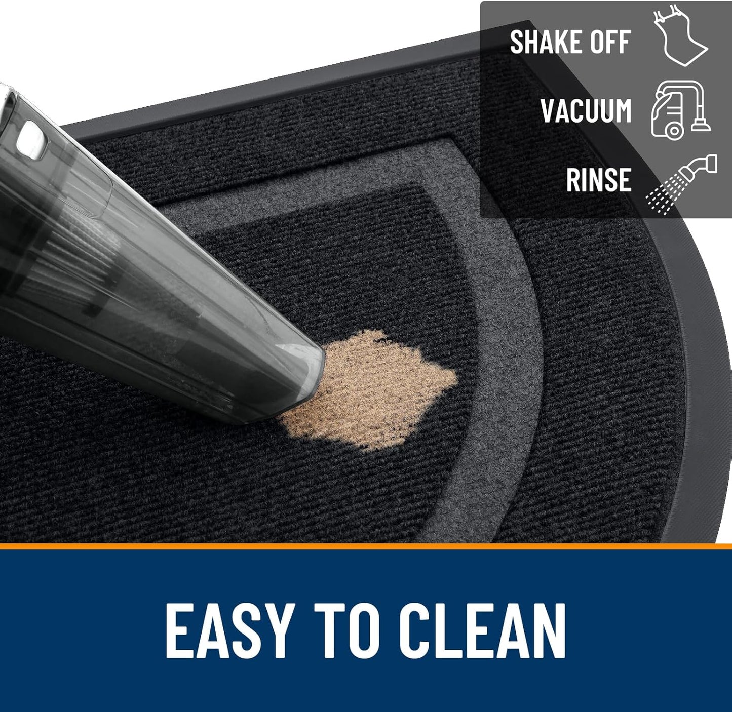 OLANLY Half Circle Door Mat - Waterproof All-Season Indoor/Outdoor Welcome Mat | 29.5x17, Black