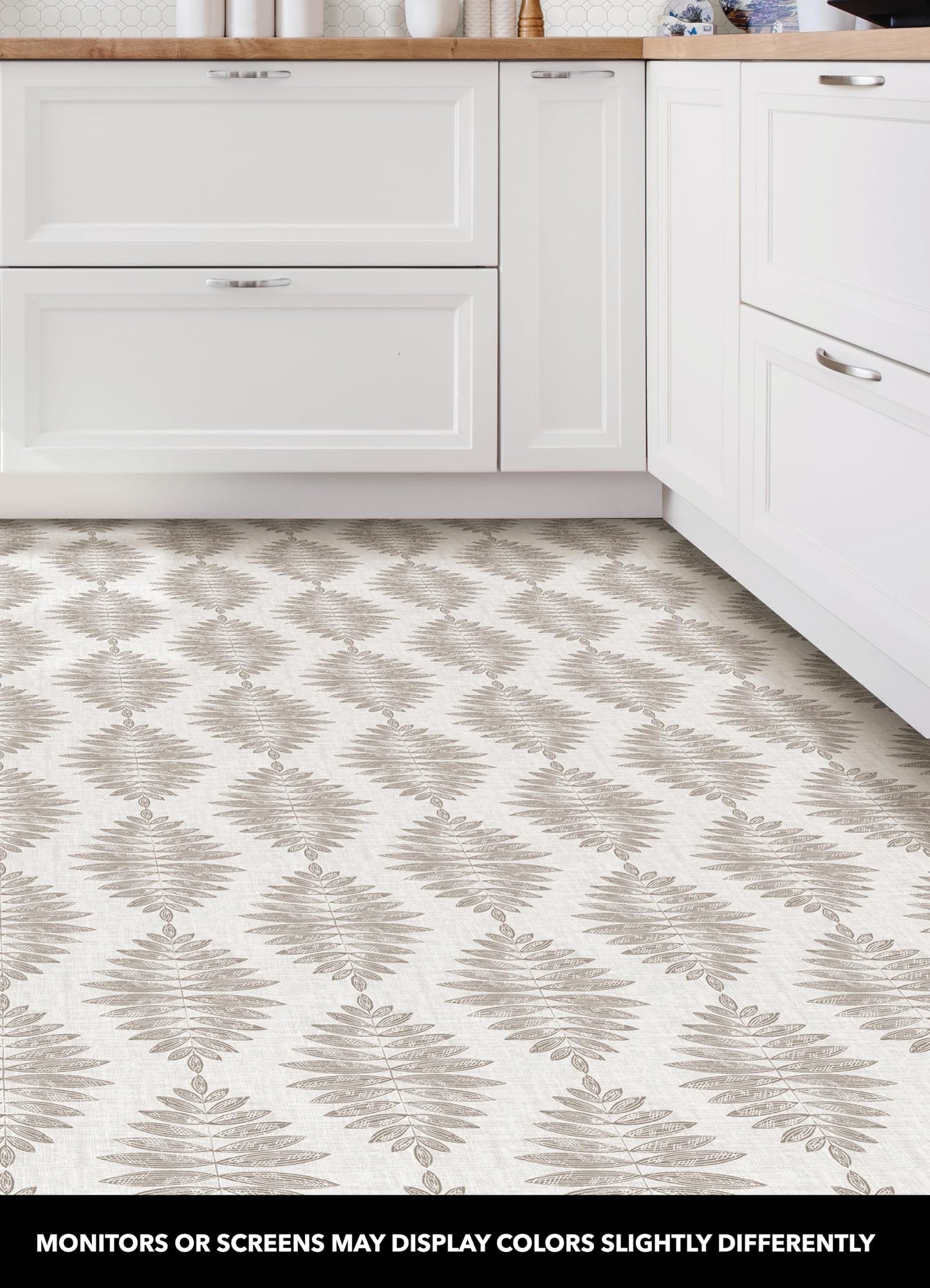FloorPops Foliage Peel and Stick Floor Tiles, Neutral, Botanical Vinyl Floor Tiles, Water Resistant, 12 in x 12 in, Pack of 10