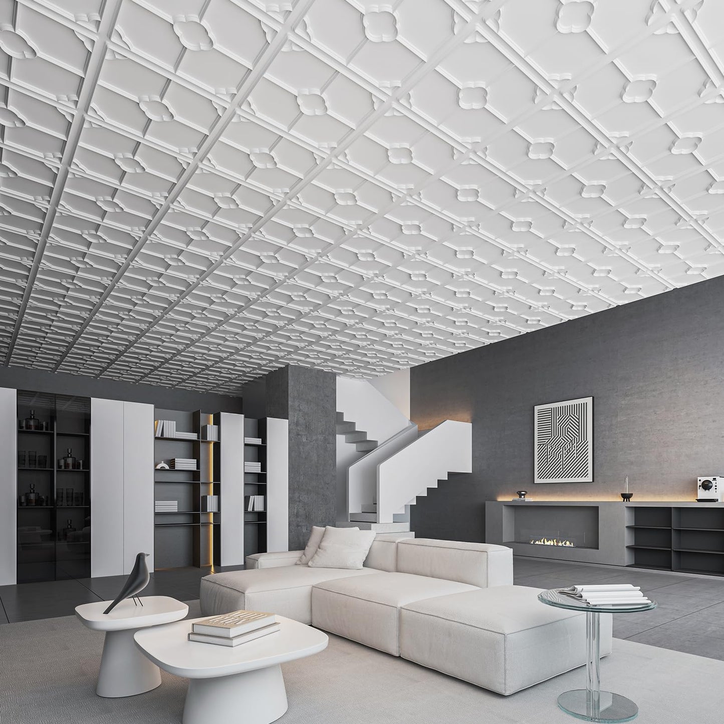 Art3d 12-Pack Lightweight Drop Ceiling Tiles for Suspended Grid, 2x2 ft Ceiling Panels in White, Cover 48 Sq.Ft