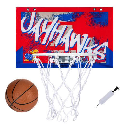 Franklin Sports Kansas Over the Door Basketball Hoop - Kids Indoor Basketball Hoop with Mini Ball - Fan Shop Toy for Bedroom + Office - Over the Door Set