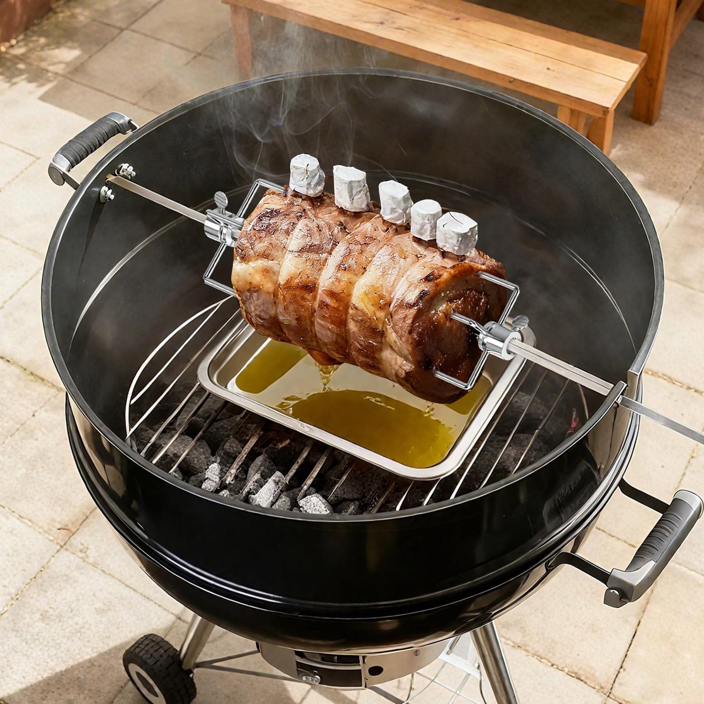 Skyflame Heavy Duty Stainless Steel Rotisserie Meat Forks - Fits 1/2-Inch and 3/8-Inch Hexagon & 3/8-Inch and 5/16-Inch Square Spit Rods