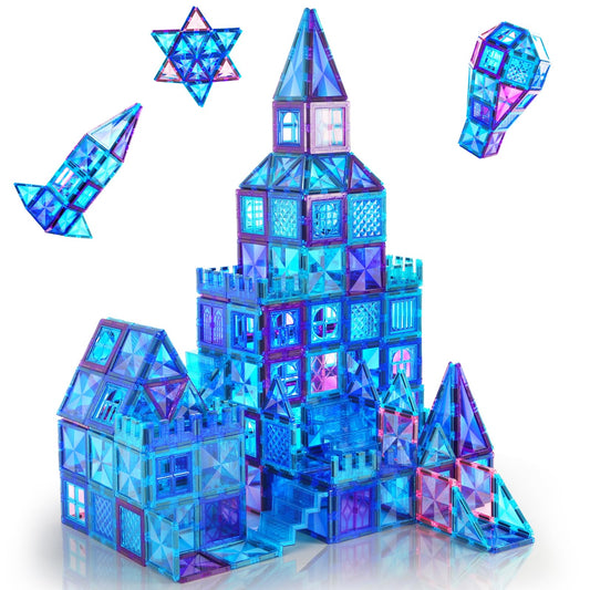 AFUNX Magnetic Tiles, 116PCS Magnet Building Blocks, 3D Diamond Magnetic Blocks, Construction Stem Toys for Kids, Educational Toys for Boys Girls Ages 3 4 5 6 7 8 (116 PCS)