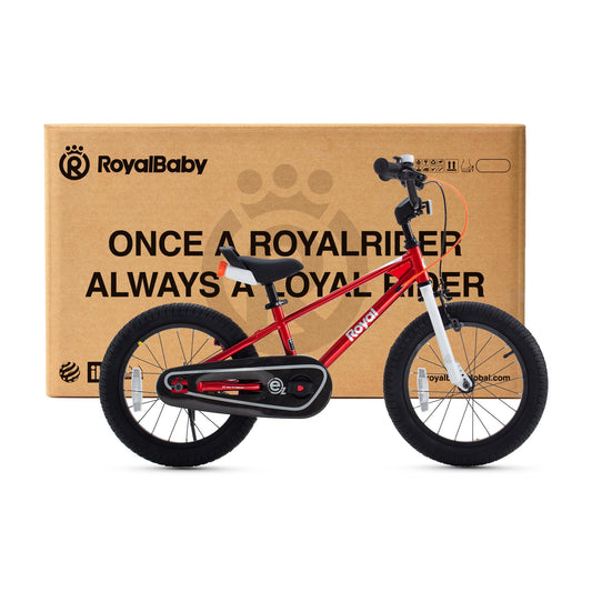 RoyalBaby EZ Toddlers Kids Bike, 14 Inch Wheel Bicycle with Quick Release Crank for Beginners Boys Girls Ages 3-5 Years, Easy Learn Biking, Red