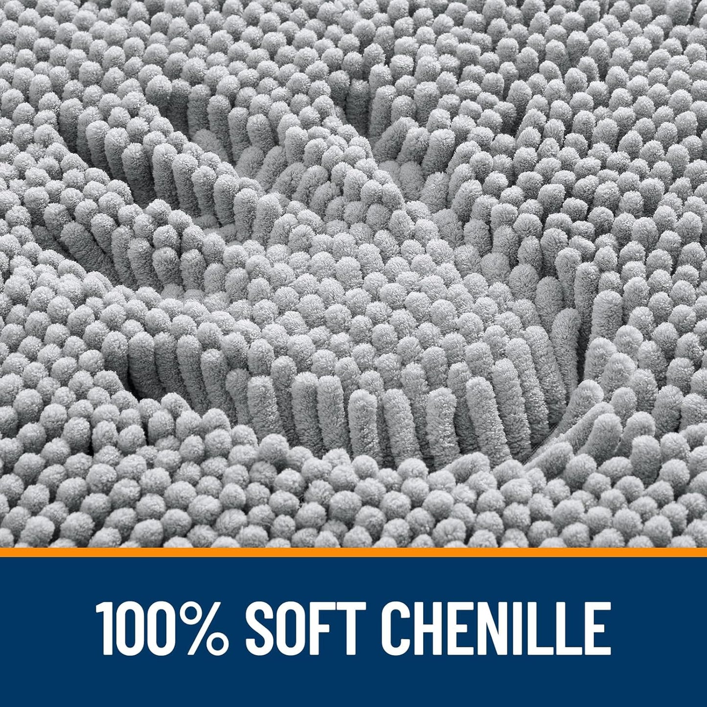 OLANLY Large Bath Rugs - Extra Soft Chenille with Quick-Dry Rubber Backing | 59x35, Light Grey