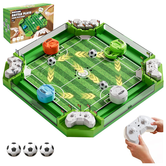 Remote Control Foosball Table Game, Mini Soccer Board Games with 3 Balls & 4 Remote Controllers, Football Tabletop Games Toy for Kids and Adults 3 4 5 6 7 8-12+Years Old - Gift for Boys Girls