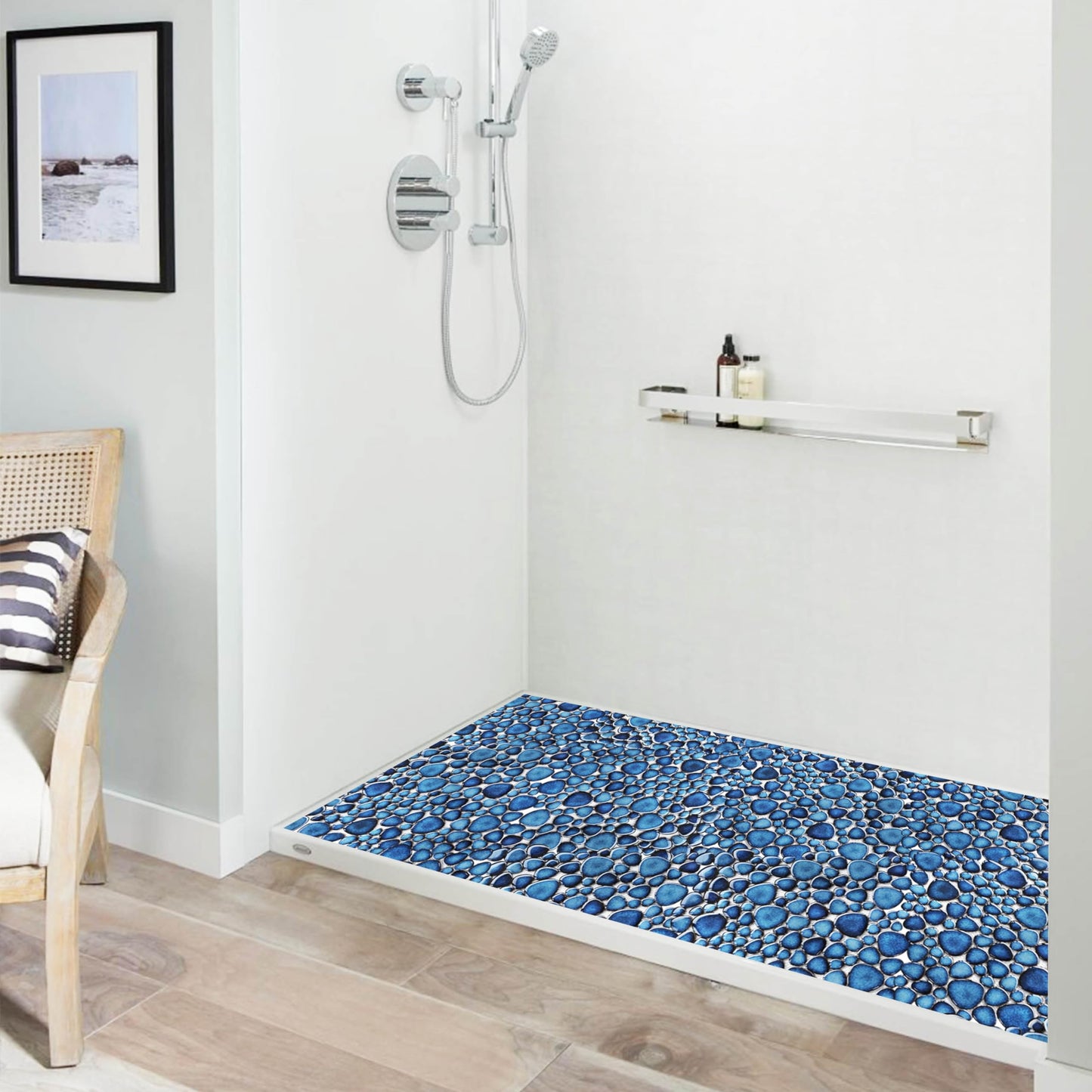 Elephantile Cobalt Blue Pebble Tiles for Shower Floor Bathroom Floor Wall Mosaic Tile [Set of 5 Sheets]