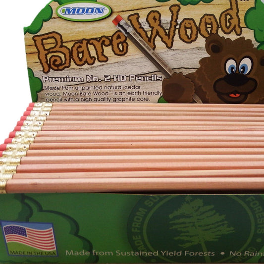 Moon Products Bare Wood Natural Premium Pencils Number 2 HB (144 pencils)