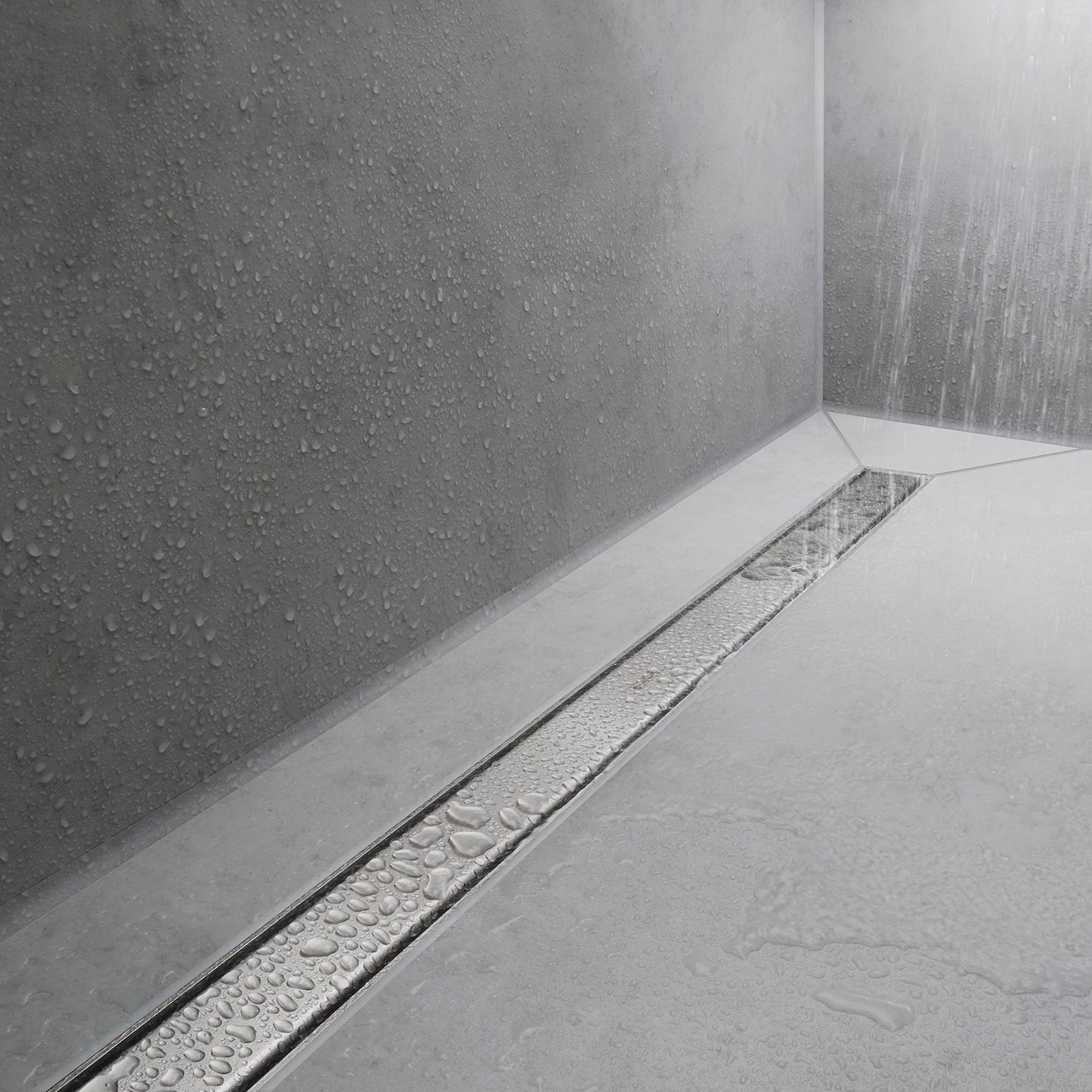 hansgrohe RainDrain Match Linear Tileable Shower Drain for 27 5/8" Rough with Height Adjustable Frame in Brushed Stainless Steel, Stainless Steel Rectangle Shower Floor Drain