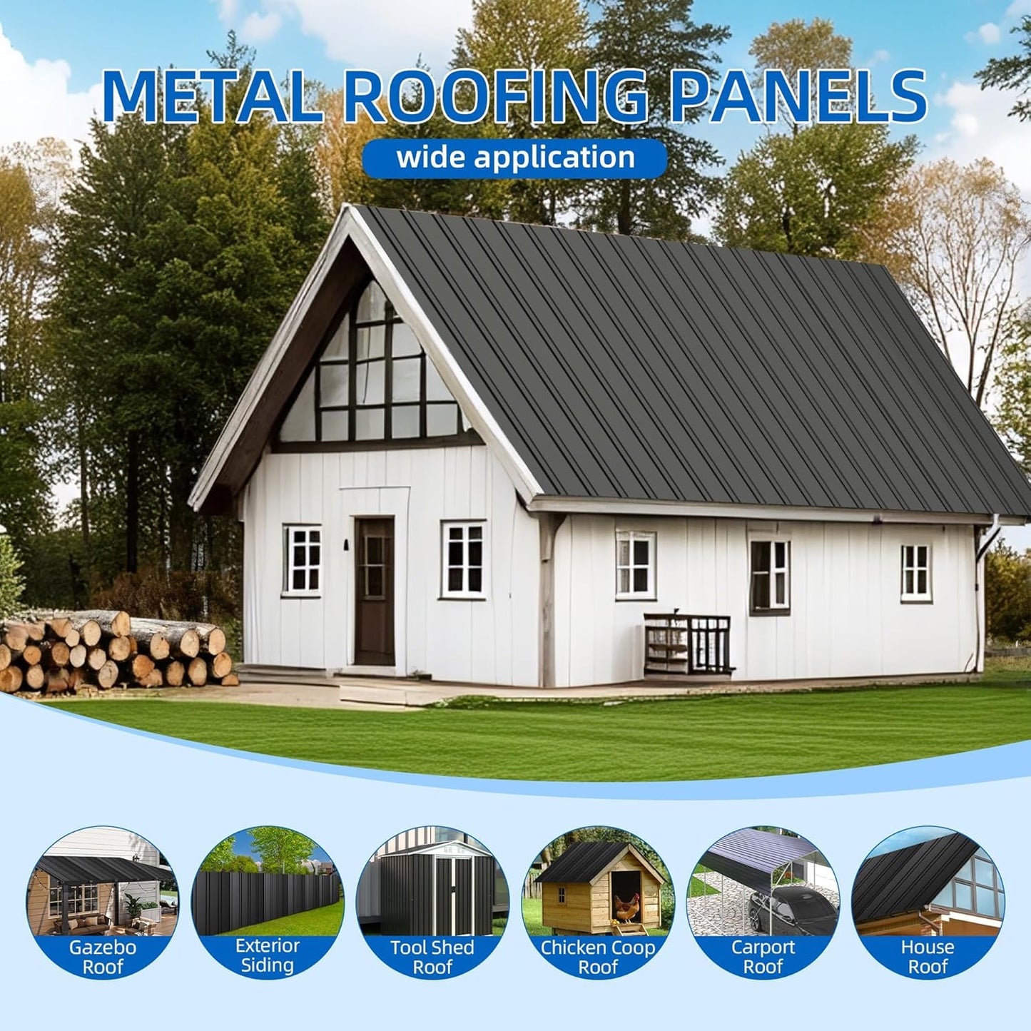 HDSTORZON 20pcs Metal Roof Panels, 42.5" x 18" Corrugated Galvanized Steel Roofing Sheets, Anti-Rust & UV-Resistant, Metal Roofing Panels with Screw for Barns, Garages, Patios, Chicken Coop