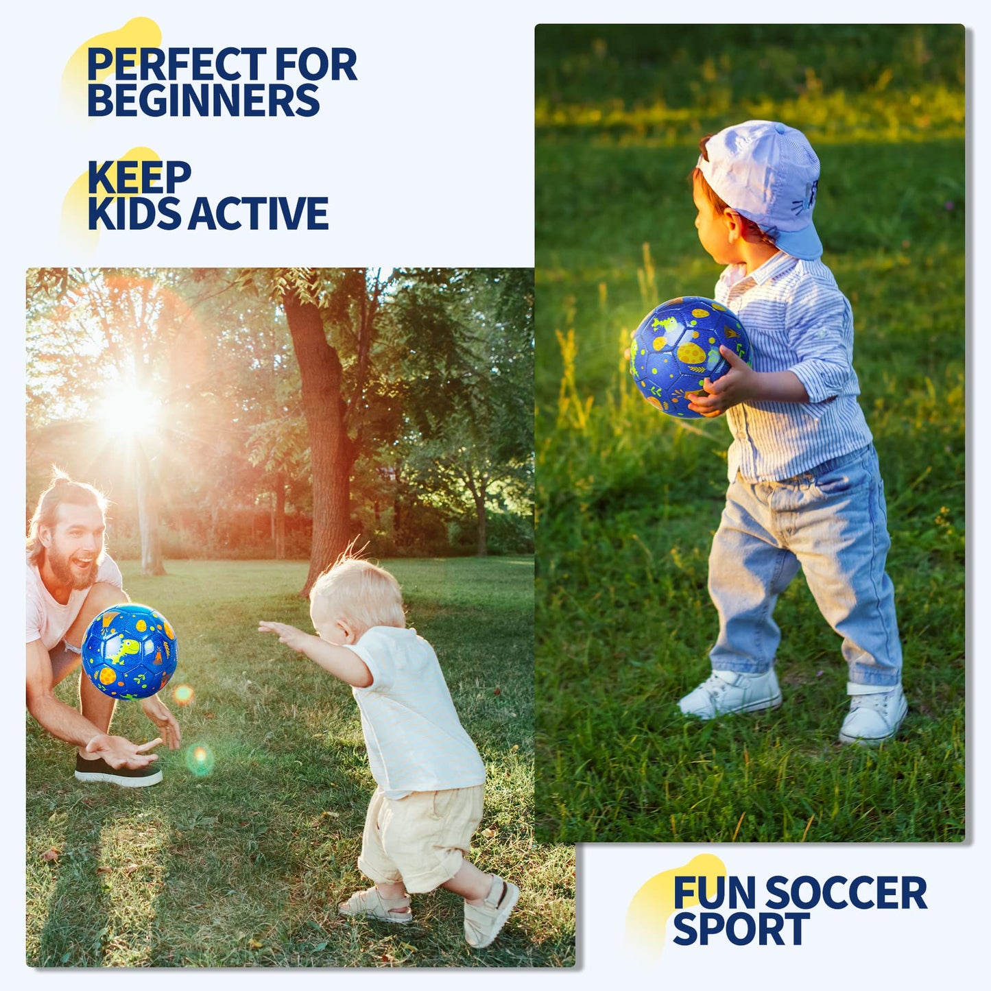 EVERICH TOY Toddler Soccer Ball - 5.9“ Small Soccer Ball Size 2 with Pump - Dinosaur Toys Indoor Outdoor Play Balls Games - Great Birthday Gifts for Children Girls Boys