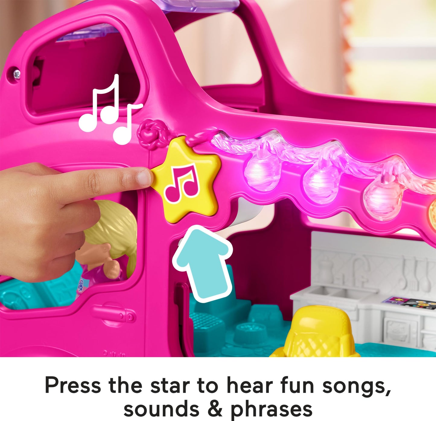 Fisher-Price Little People Toddler Toy Barbie Dreamcamper RV Playset with Music Lights & Figures for Pretend Play Kids Ages 18+ Months