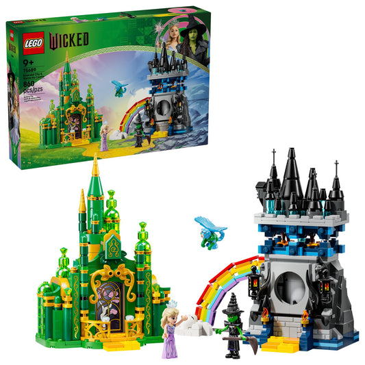 LEGO Wicked Emerald City & Kiamo Ko Castle Building Toy - Elphaba & Glinda Toy Figures, 2 Buildable Playsets, & Flying Monkey Minifigure for Kids, Ages 9+ - Wicked Merch Gift for Girls & Boys - 75689