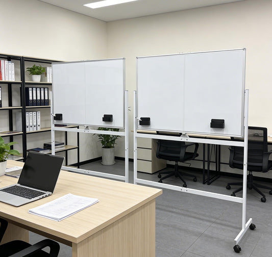 Large Rolling Magnetic Whiteboard on Wheels, 48" x 32" Double-Sided Mobile White Board with Stand, Portable Standing Dry Erase Board Easel with Lockable Wheels for Home Office Classroom School White