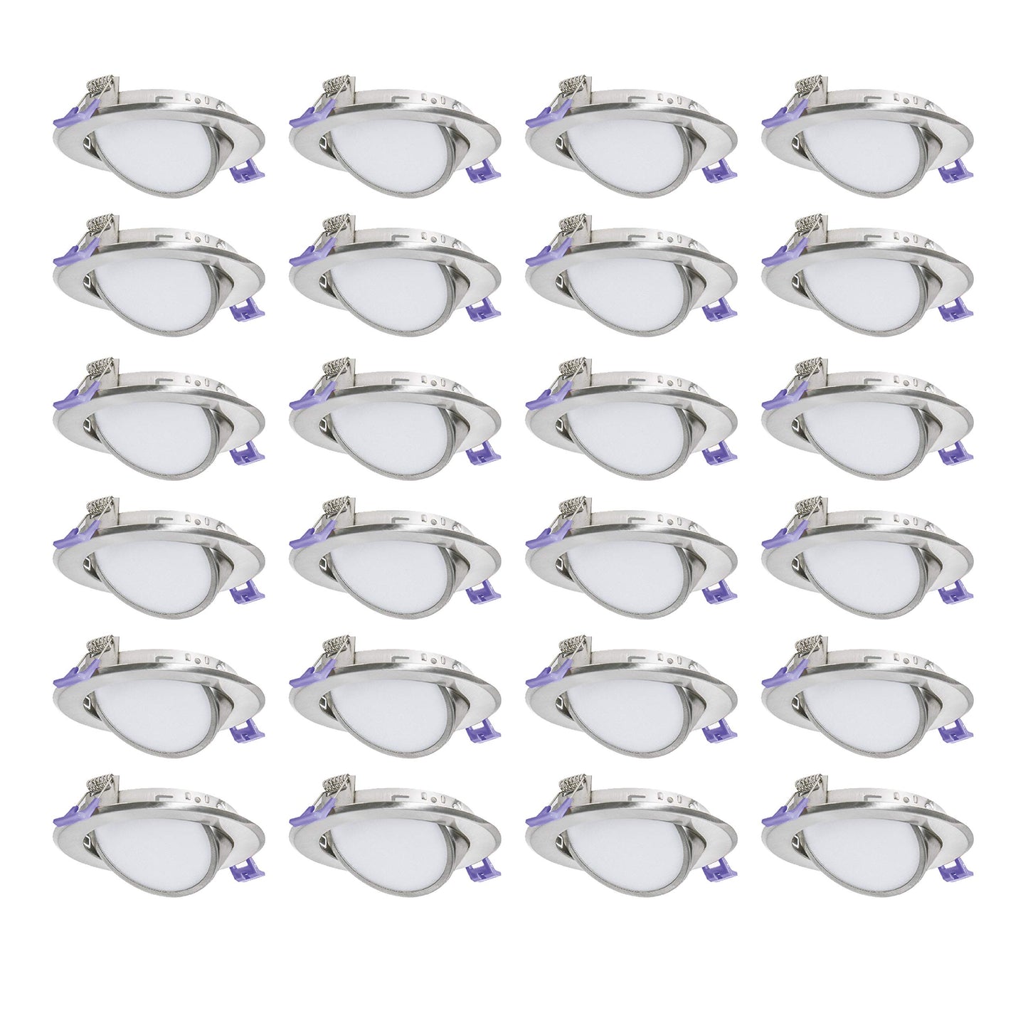 Nadair SL4-550SW-24BN4K 4" Ic Rated Dimmable Gimbal Ultra Recessed Junction Box, 9W, 550 Lumens, 4000K Cool White, Brushed Nickel Finish LED slim Swivel panel light, 6 Count (Pack Of 4)