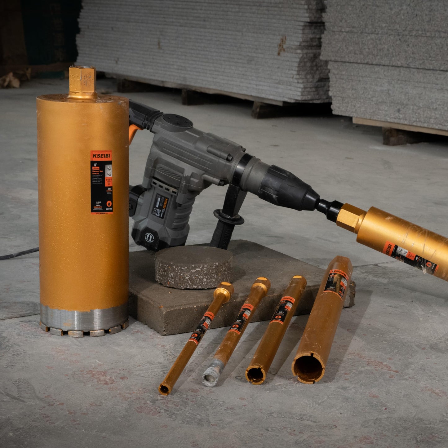 KSEIBI 619178 Wet Drill Core Bits 7" for Concrete, Marble, Granite, Brick, and Hard Masonry 16" Drilling Depth, 10mm Segment Height 1-1/4"-7 Arbor, Wet Only Hole Saw
